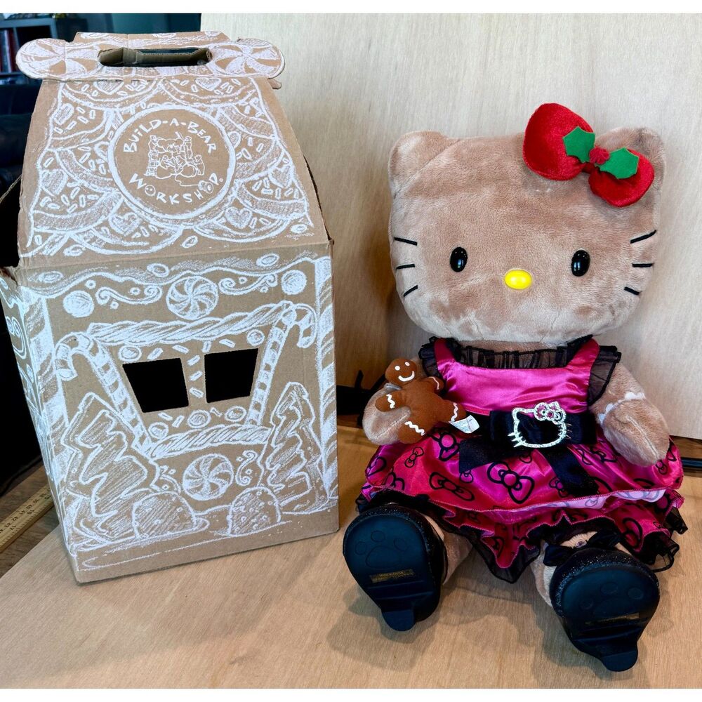 Rare 2012 BuildABear Sanrio Gingerbread Hello Kitty Plush Bundle Dress Shoes Box